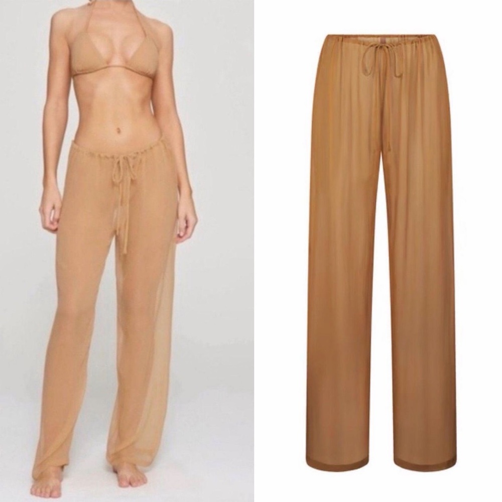 SKIMS Crinkle Silk Cover Ups Pants - Ochre